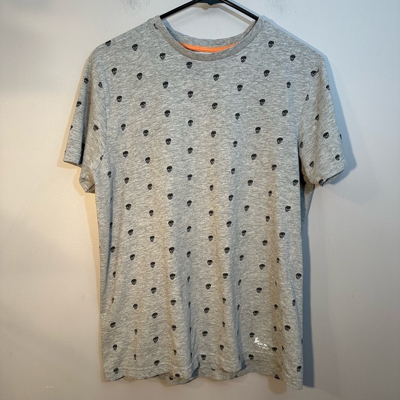 Denim & Flower Shirt Mens Extra Large Gray Skull Print Short Sleeve T-Shirt M - Picture 1 of 8